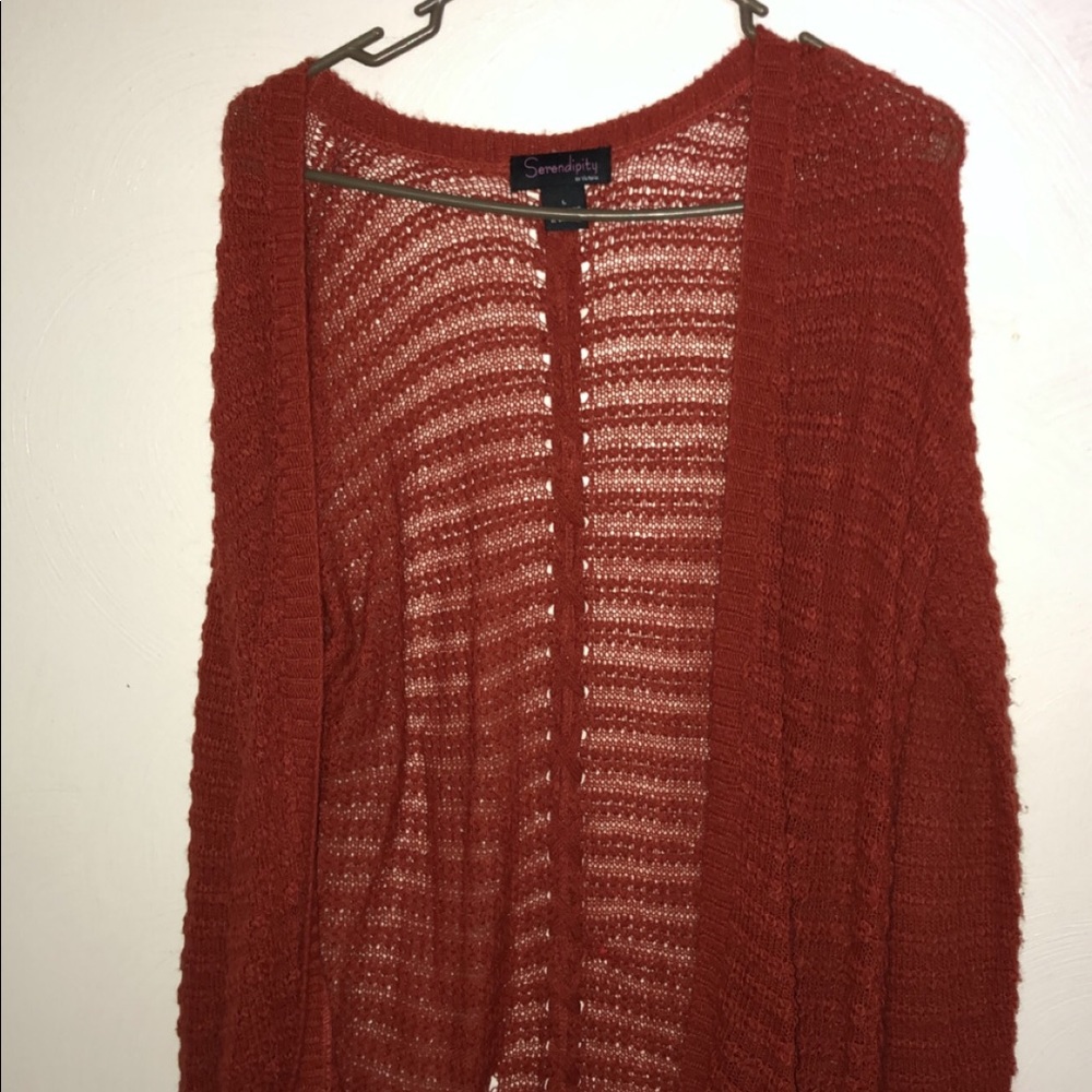Serendipity Burnt Orange Tie Up Cardigan